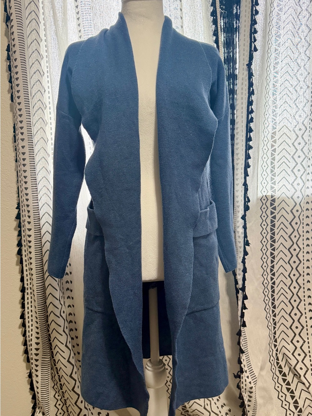 Women's Long Open-Front Cozy Cardigan Sweater - Blue